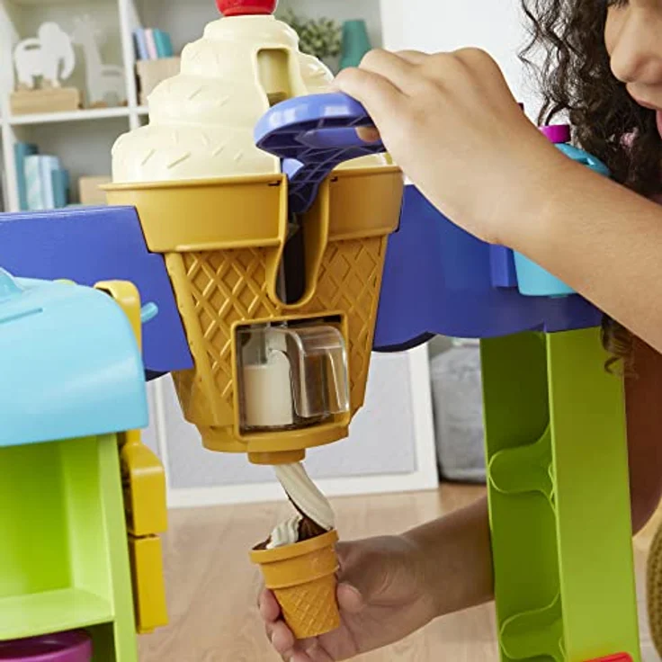 Play-Doh Kitchen Creations Großer Eiswagen, Spielset mit 27 Accessoires, 12 Dosen und realistischen Geräuschen,3 YEARS+ - Preisvergleich – Bild 5
