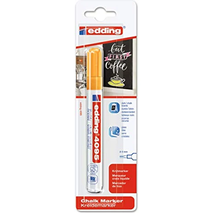 edding 4095 Kreidemarker, neonorange, Rundspitze 2-3 mm, wasserbasierte Flüssigkreide – Bild 2