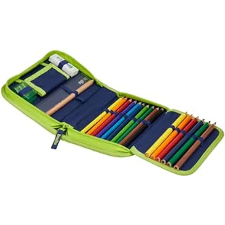 ergobag Federmäppchen Set 22-teilig, Lyra Buntstifte, Stundenplan-Fach, Kleingeld Fach, Lineal SpitzenreitBär - Dunkelblau – Bild 2