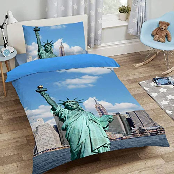 ESPiCO Bettwäsche Sleep and Dream New York Freiheitsstatue Amerika Skyline Empire State Building Liberty Renforcé, Größe:135 cm x 200 cm – Bild 5