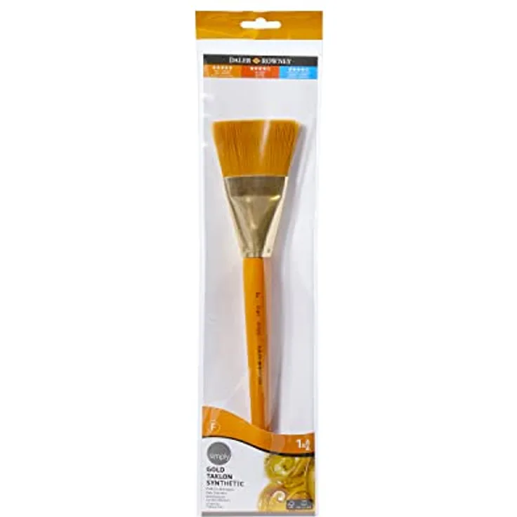 Daler-Rowney Simply Gold Taklon Pinsel-Set, Synthetikpinsel für Acrylfarbe, langer Griff, 5,1 cm, ideal für Anfänger und Hobbyisten
