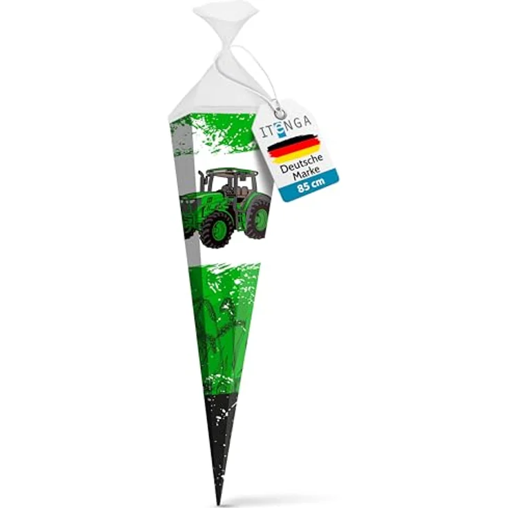 itenga Motiv Schultüte 85cm für Jungen, eckig mit Tüllverschluss, stabile Zuckertüte, Dinosaurier Motiv – Bild 1