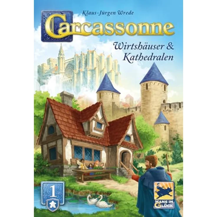Hans im Glück Carcassonne – Wirtshäuser und Kathedralen (Auflage 2025), 1. Erweiterung, Familienspiel für 2-6 Spieler ab 7 Jahren, 45 Minuten Spielzeit, Deutsch – Bild 2