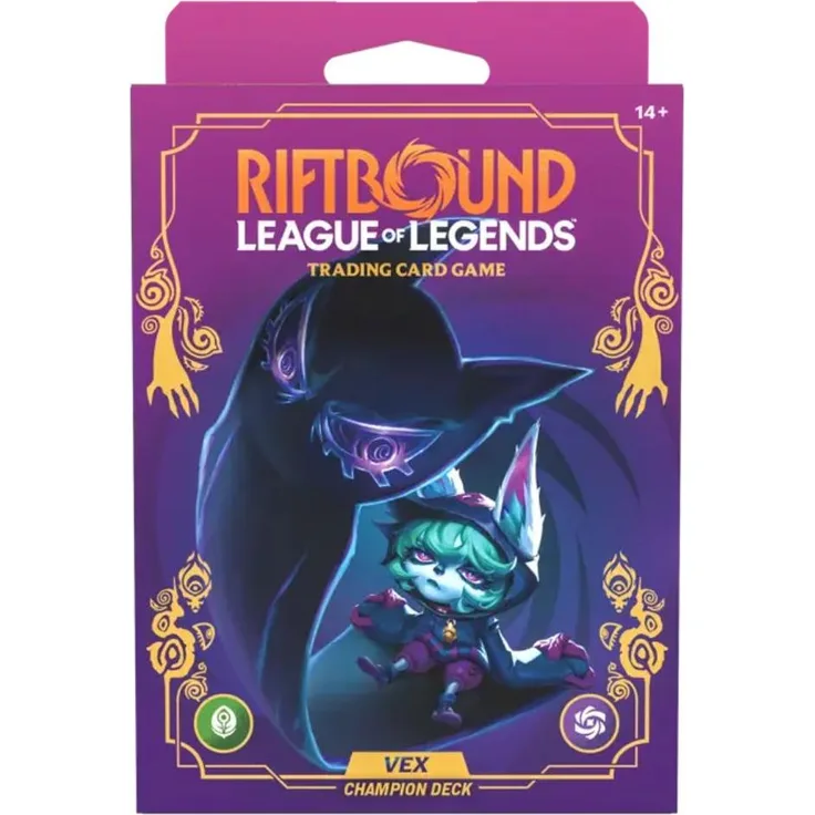 uvs games Riftbound LoL TCG Vex Champion-Deck, 56 Karten + 1 Unleashed-Booster, Kontrollspielstrategie