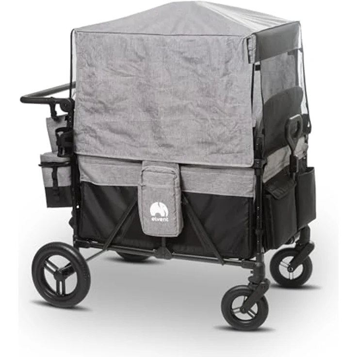 elvent ComfortPlus 4 Kinderwagen 4-Sitzer – faltbar, bis 80 kg, Sonnendach, Sitzpolster, 5-Punkte-Gurt, Fußbremse – Bild 3