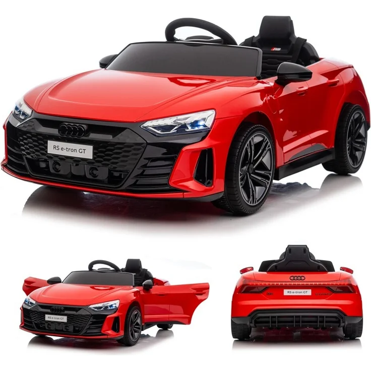 FCH Audi RS e-tron GT Kinderauto Kinder Elektroauto 12V mit Musikbreitem Sitz, verstellbarem Sicherheitsgurt Rot