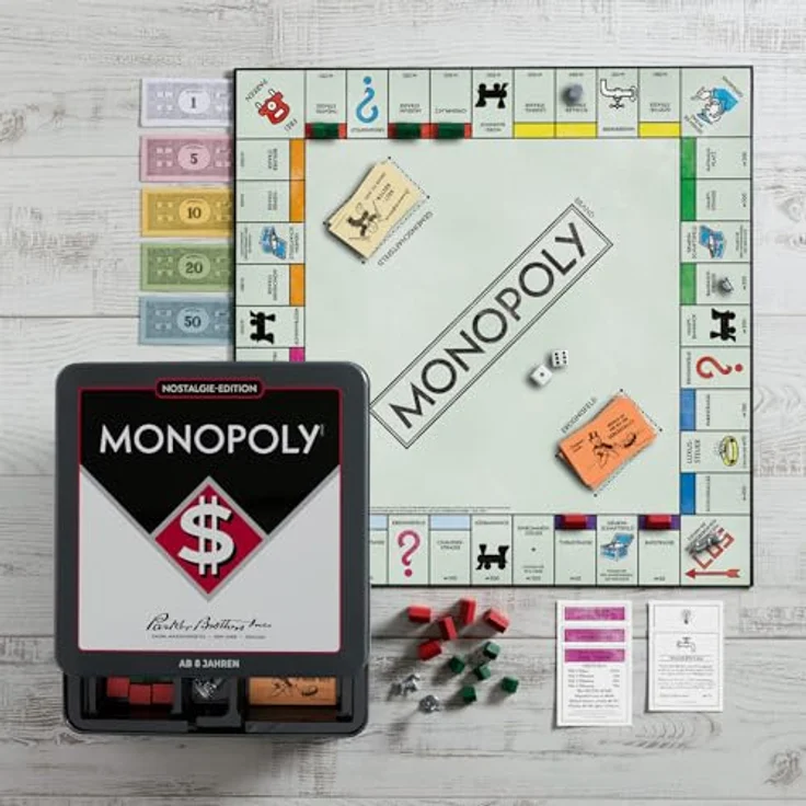 Gomazing Monopoly Nostalgie Edition 1930er Retro Brettspiel, Vintage Sammlerdose mit Zinnfiguren und Holzhäusern, für 2-8 Personen ab 8 Jahren – Bild 4