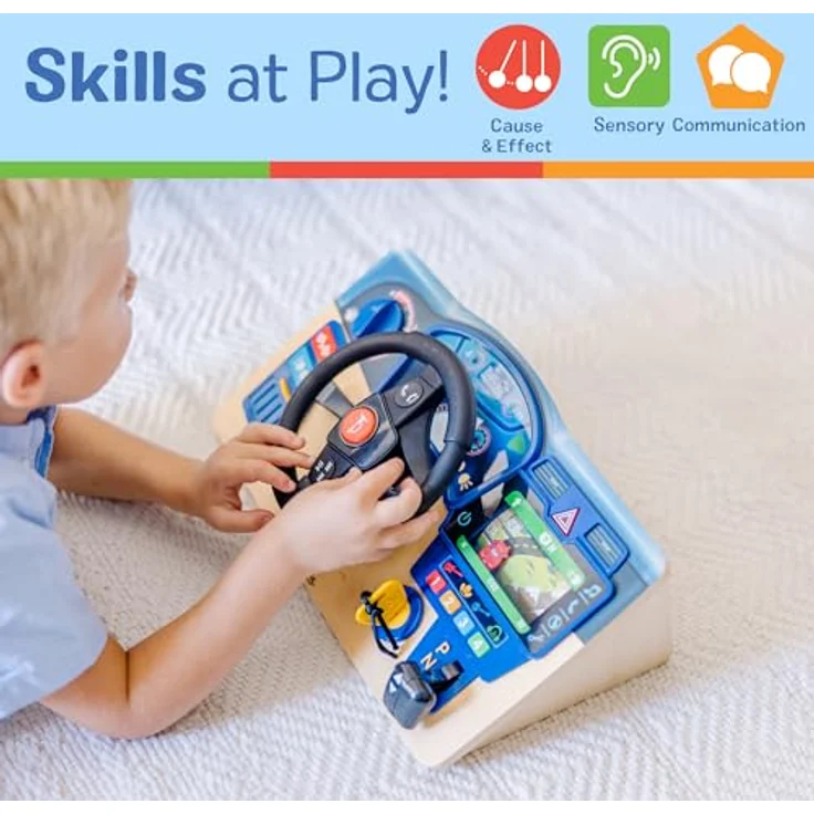 Spin Master Melissa & Doug Vroom and Zoom, Spielzeug-Lenkrad aus Holz mit Lichtfunktion, für Kinder ab 3 Jahren – Bild 6