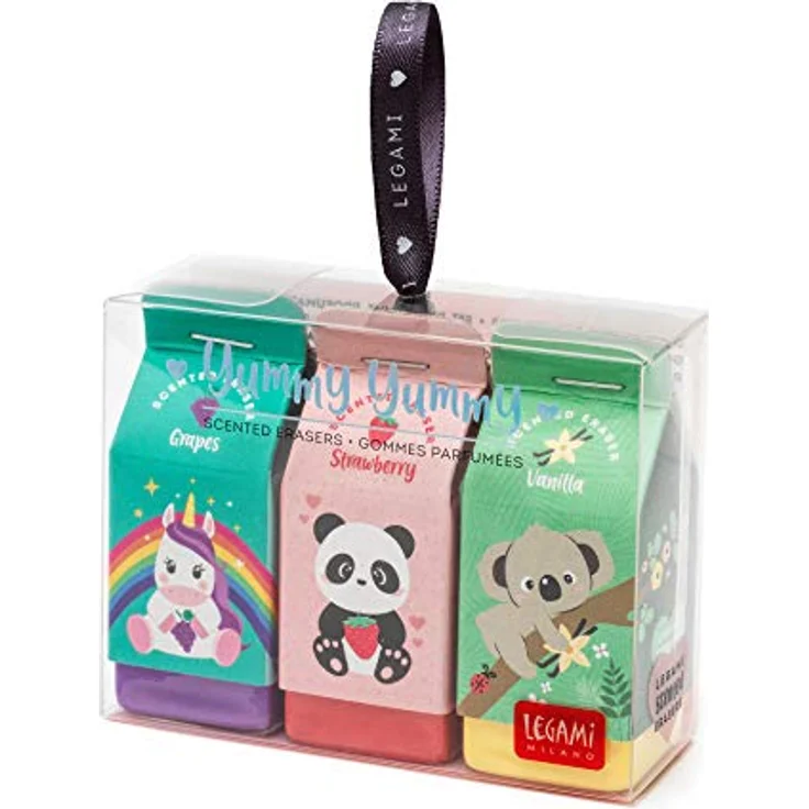 Legami - Yummy Yummy, 3er Set mit duftenden Radiergummis, 2,7 x 6 cm, mit Trauben-, Erdbeer- und Vanilleduft, für präzises Radieren. - Preisvergleich – Bild 5
