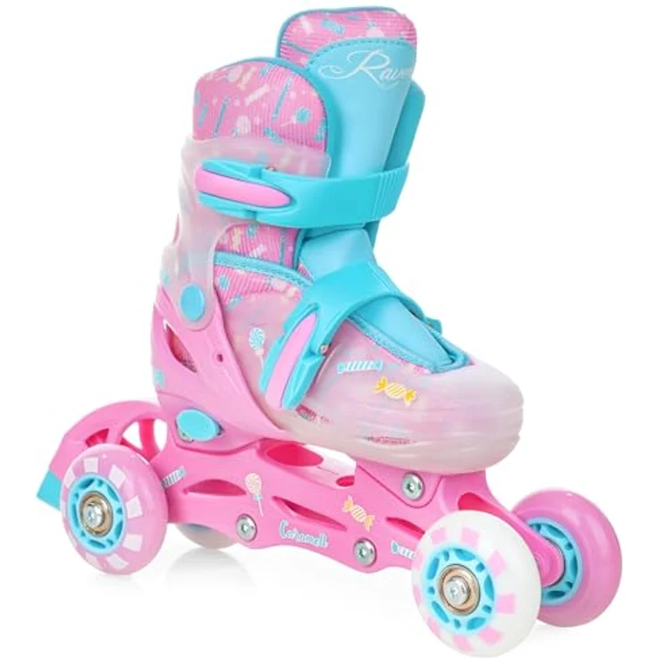 RAVEN 4in1 Inline Skates Triskates Rollschuhe Schlittschuhe Inliner für Kinder Mädchen verstellbar (Caramell, 30-33 (18,5cm-20,5cm)) - Leicht, belüftet, DSAS, Trust-Fit-System – Bild 3