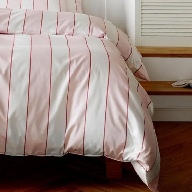 elegante Mako-Satin Bettwäsche Levens, gestreiftes Design, himbeerrosa, 1 Bettbezug 135 x 200 cm + 1 Kissenbezug 80 x 80 cm, atmungsaktiv und feuchtigkeitsregulierend, mit Reißverschluss, waschbar bei 60°C, trocknergeeignet – Bild 4