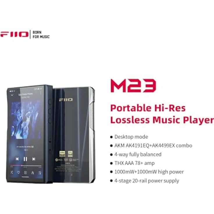 FiiO M23 Hi-Res MP3-Musik-Player Android 10 Snapdragon 660 mit AK4191EQ + AK4499EX, 5,5 Zoll, verlustfreies DSD/MQA, 5G WiFi/Apple Music/Tidal/Amazon Music 4,4 mm, 3,5 mm/4,4 mm (Dunkelblau – Bild 2