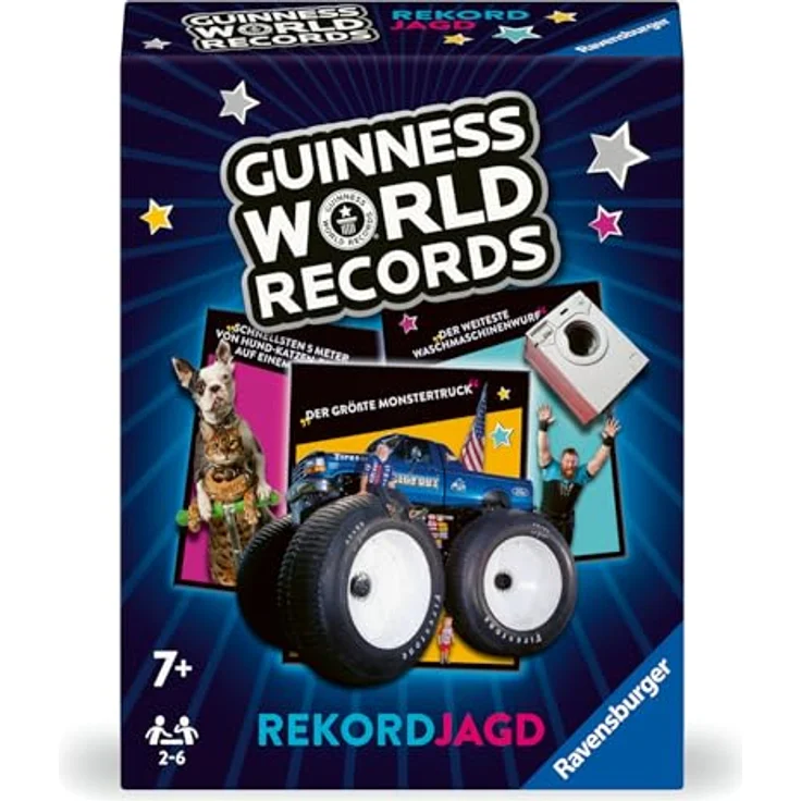 Ravensburger 22889 - Guinness World Records: Rekordjagd - Quiz- und Gedächtnisspiel voller Rekorde, Spiel ab 7 Jahren, Kartenspiel für 2-5 Spieler – Bild 2