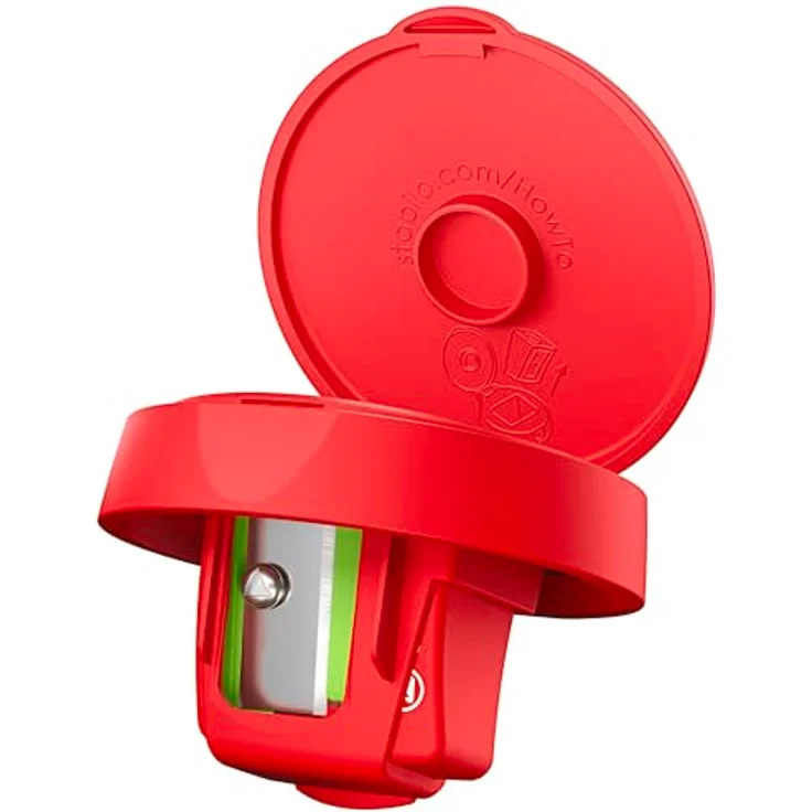 Stabilo Dosenspitzer Woody 3 in 1, kindersicherer Anspitzer mit großem Auffangbehälter, rot – Bild 3