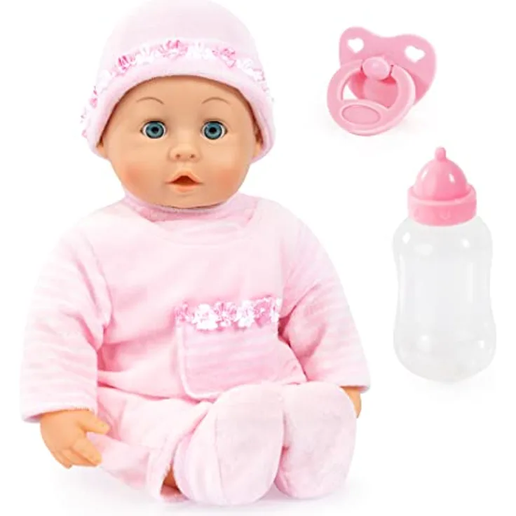 Bayer Design 93824CK Babypuppe interaktiv, sprechend, Schlafaugen, weicher Körper, 24 Babylaute, 38 cm