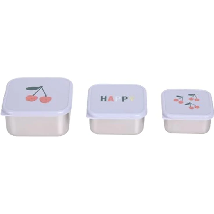 Lässig 3-tlg. Edelstahl-Snackboxen-Set - Happy Fruits - Cherry, stapelbar, BPA-frei, spülmaschinengeeignet – Bild 2