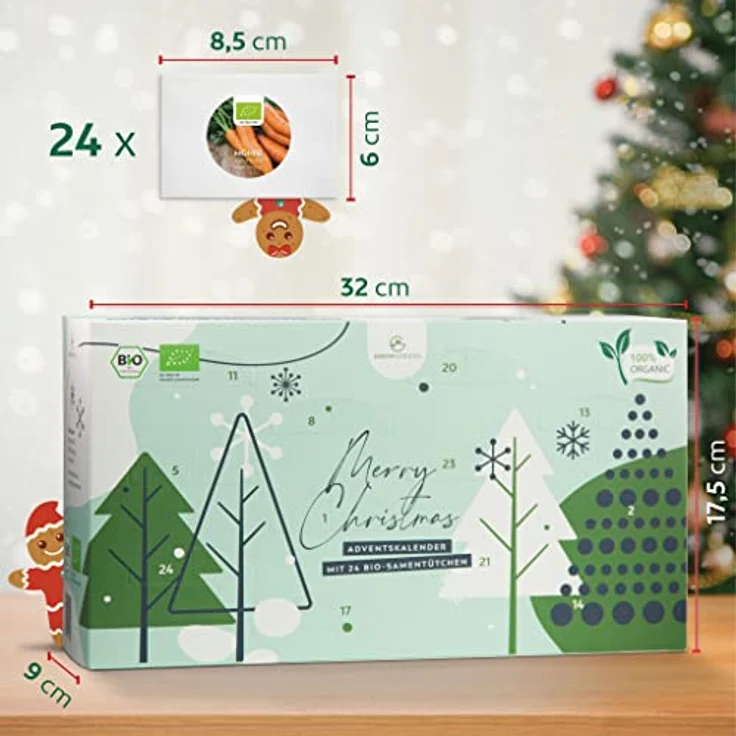 Growgreens BIO Saatgut & Samen Adventskalender 2025, 24 verschiedene Gemüsesorten in plastikfreier Verpackung, nachhaltiges Geschenk für Hobbygärtner – Bild 3