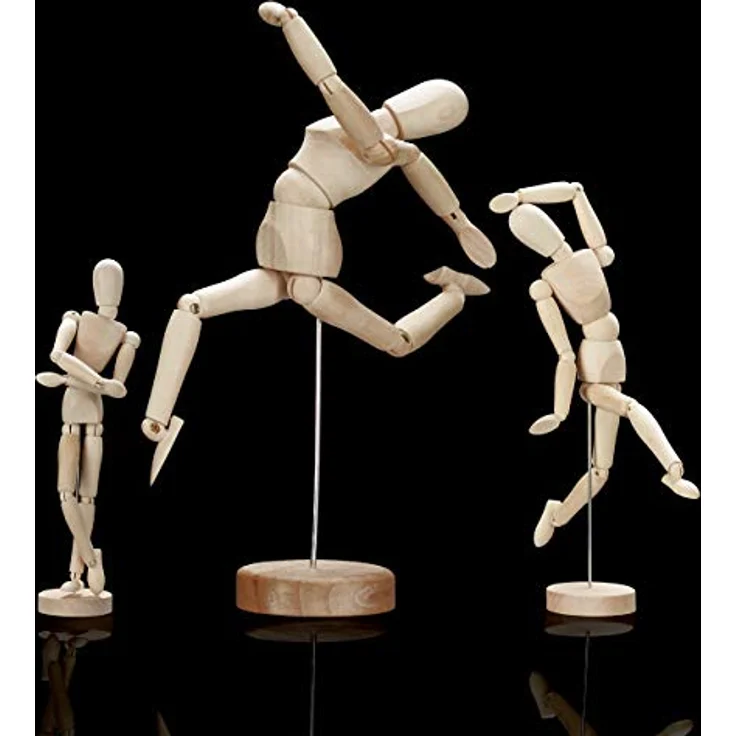 relaxdays Biegepuppe Holz Gliederpuppe, L, natur, für präzise Zeichnungen und kreative Bastelprojekte – Bild 3