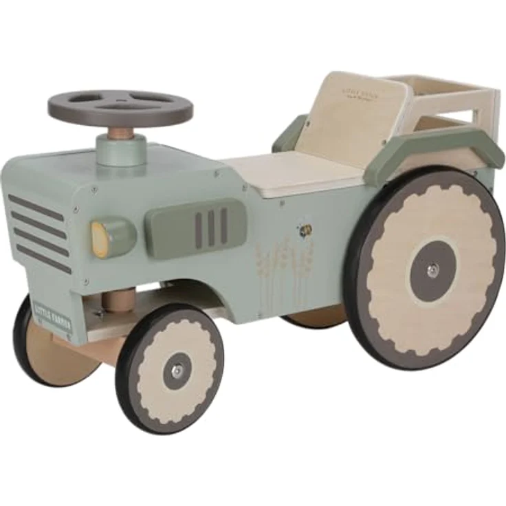 Little Dutch 7155 FSC Holz Lauftraktor - Little Farm grün, Motorikförderndes Spielzeug aus nachhaltigem Holz – Bild 1