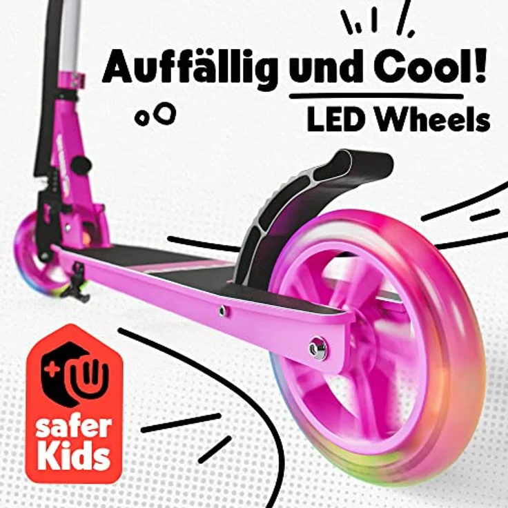 Apollo Skyracer City Roller mit LED Leuchträdern | Tretroller für Kinder und Teens | Federung | klappbar und höhenverstellbar – Bild 3