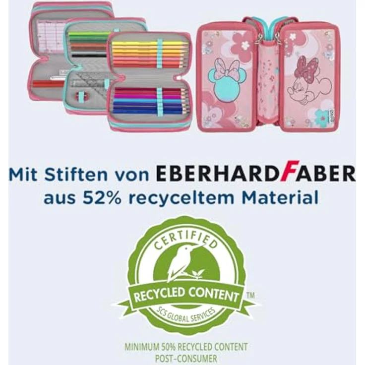 Scooli - Tripledecker Schüleretui Minnie Mouse - Großes Schüleretui mit hochwertigen Stiften - praktisch und funktional - hochwertige Qualität - ab 6 Jahren – Bild 3