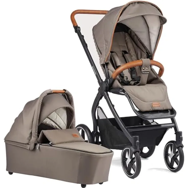 Gesslein Kinderwagen FX4 STYLE, Baby Erstausstattung (leichtes Kinderwagen Set mit Liege- und Sitzoption, individuell einstellbar, Fünf-Punkt-Sicherheitsgurt, Kinderwagen 3 in 1), Taube
