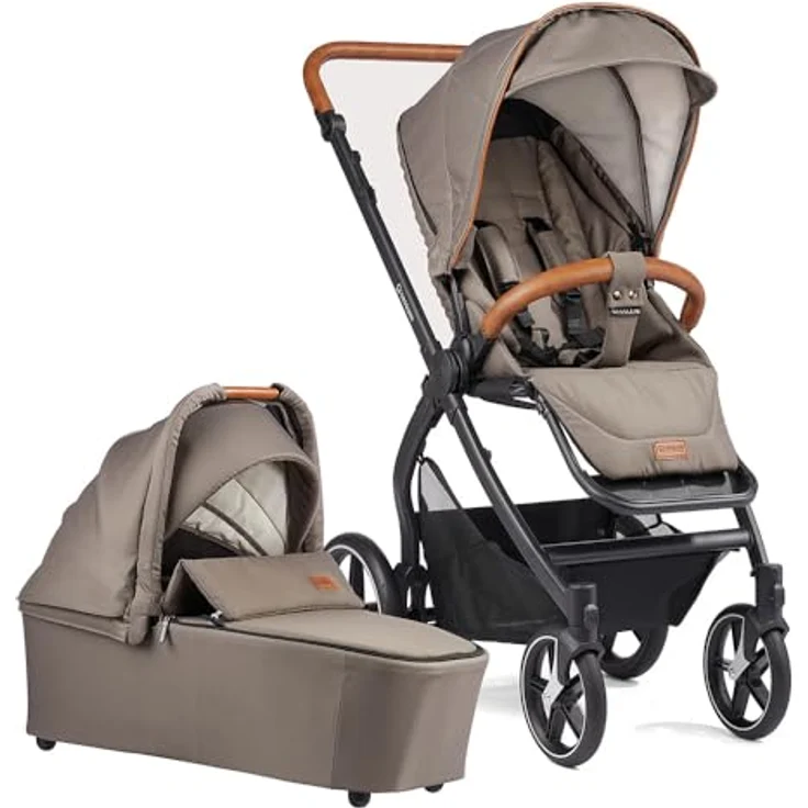 Gesslein Kinderwagen FX4 STYLE, Baby Erstausstattung (leichtes Kinderwagen Set mit Liege- und Sitzoption, individuell einstellbar, Fünf-Punkt-Sicherheitsgurt, Kinderwagen 3 in 1), Taube – Bild 1