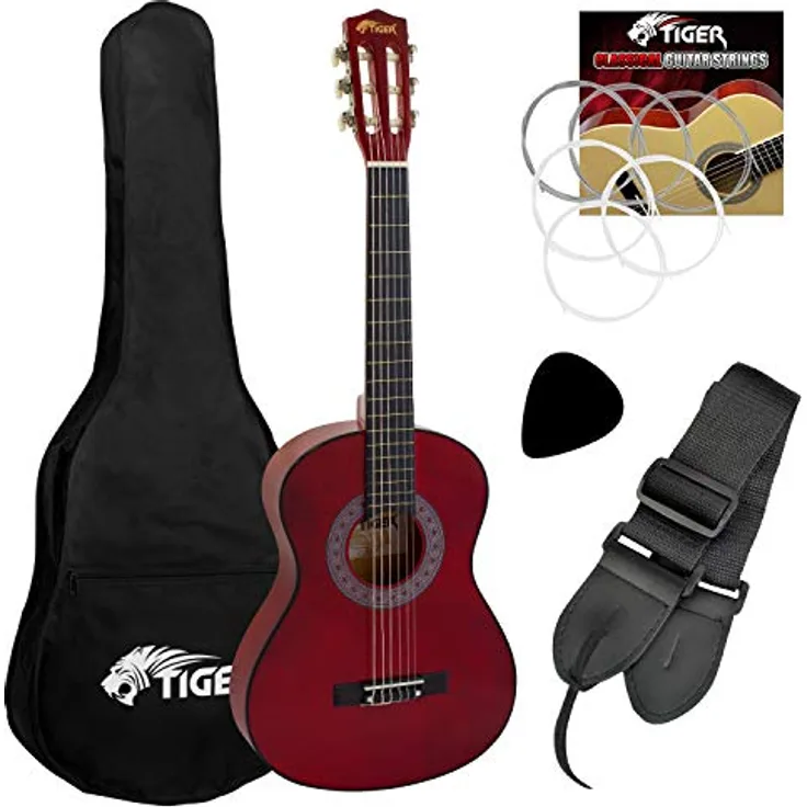 TIGER 1/2 Größe Klassikgitarrenset, Rot