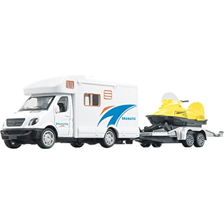 Toi-Toys Metal Pull Back Camper mit Anhänger und Snowmobile, geeignet für Kinder ab 3 Jahren – Bild 2