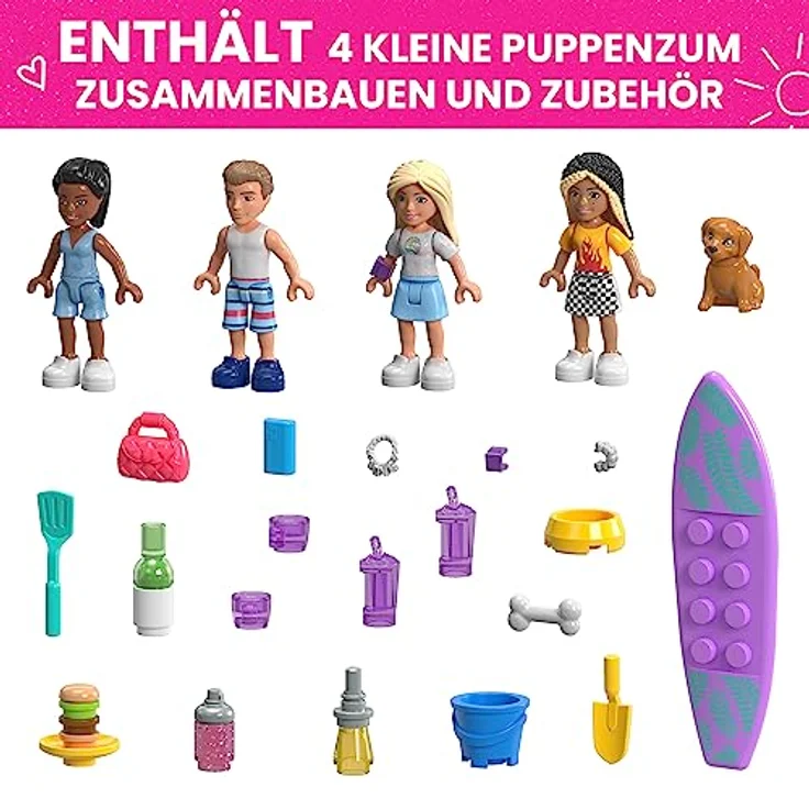 BARBIE Traumwohnmobil - Bauspielzeug mit Bett auf dem Dach, komplett ausgestatteter Küche und Zubehör für Kleidung und Essen, 4 kleinen Barbie-Puppen und 1 Hündchen, für Kinder ab 6 Jahren, HPN80 – Bild 4