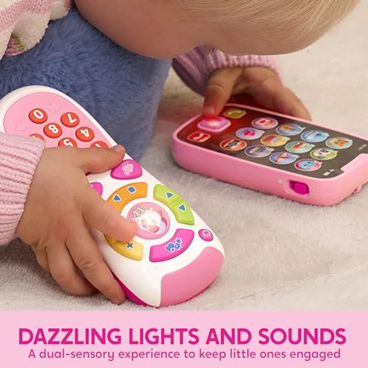 JOYIN Rosa Telefon Baby Spielzeug, Musikalisches Handy mit 2 Fernbedienungen für Kinder ab 6 Monaten, lernspielzeug mit Licht und Soundeffekten – Bild 5