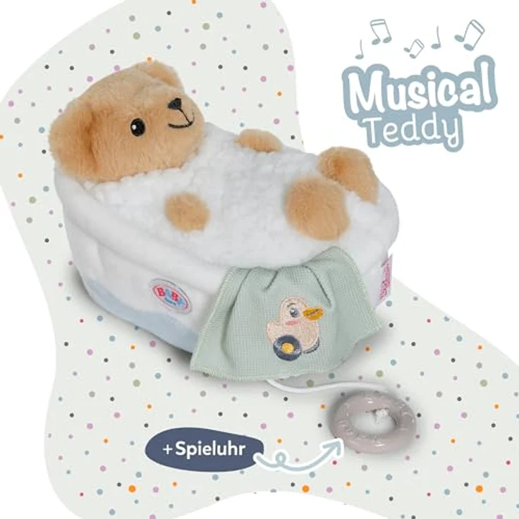 BABY Born Spieluhr Teddy 18cm Plüsch-Bär in Badewanne, herausnehmbares Musikmodul, waschbar – Bild 2