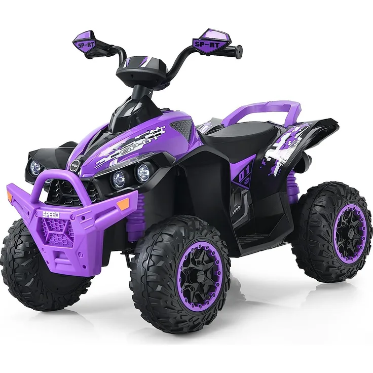 Dreamade 12V Elektro Quad, Kinderquad mit Musik & Licht, 2,2-4,3 km/h für Kinder ab 3 Jahren, belastbar bis 35 kg, lila