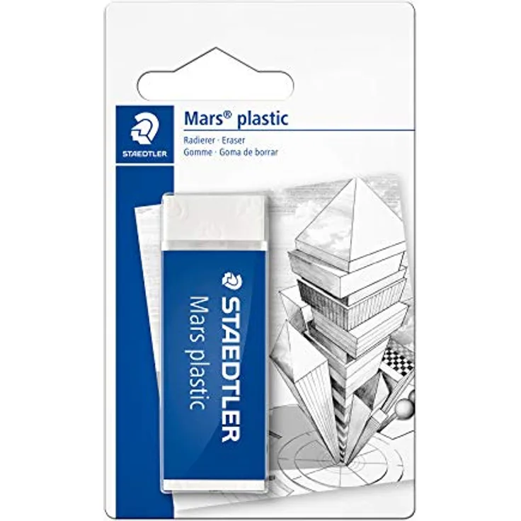 STAEDTLER 526 50 BKD Radierer Mars plastic phtalat- und latexfrei, 1 Stück auf Blisterkarte, weiß