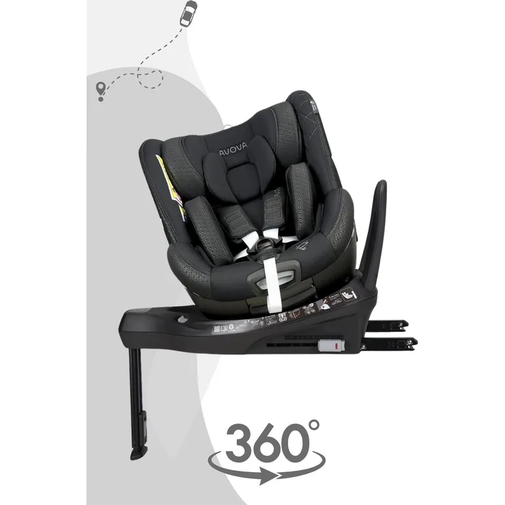 Avova Alera 1 Reboard Kindersitz, 360° drehbar, i-Size ECE R129, 40–105 cm, komfortabel und sicher, Mystic Black - Copper