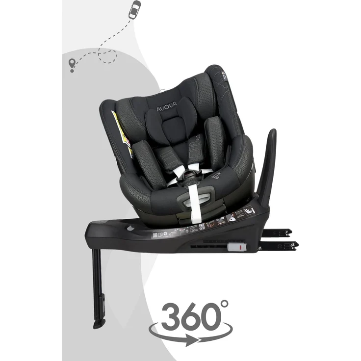 Avova Alera 1 Reboard Kindersitz, 360° drehbar, i-Size ECE R129, 40–105 cm, komfortabel und sicher, Mystic Black - Copper