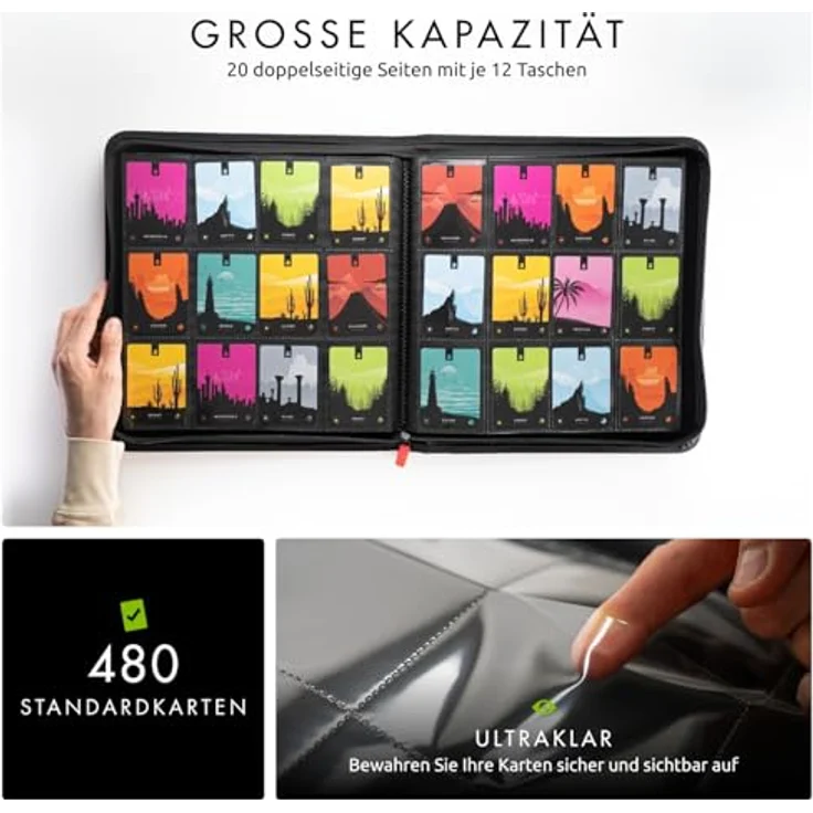 Vault X Premium eXo-Tec Zip Heftmappe - 12 Fächer Sammelkarten Trading Cards Mappe - 480 Fächer mit Seitenöffnung für Spielkarten zum sammeln und tauschen – Bild 4