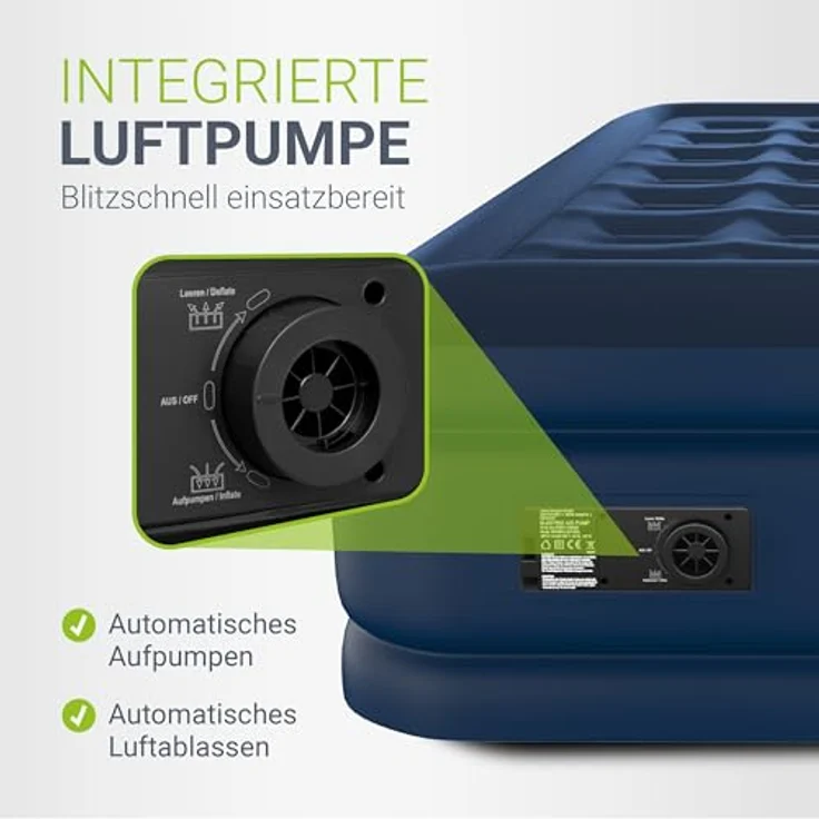 Juskys Luftmatratze Sapri, Einzel-Luftbett, selbstaufblasend, wasserdicht, blau, inkl. Pumpe und Tasche - Preisvergleich – Bild 3
