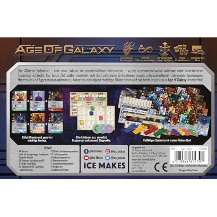 Asmodée Age of Galaxy, 4X-Kennerspiel im Taschenformat für 1-4 Spieler, ab 12 Jahren, mit 45 einzigartigen Fraktionskarten und individuellem Tech-Tree – Bild 4