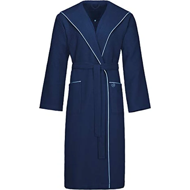 Bugatti Tizian Bademantel Herren, Kapuze, 100% Baumwolle, marine blau – Bild 1