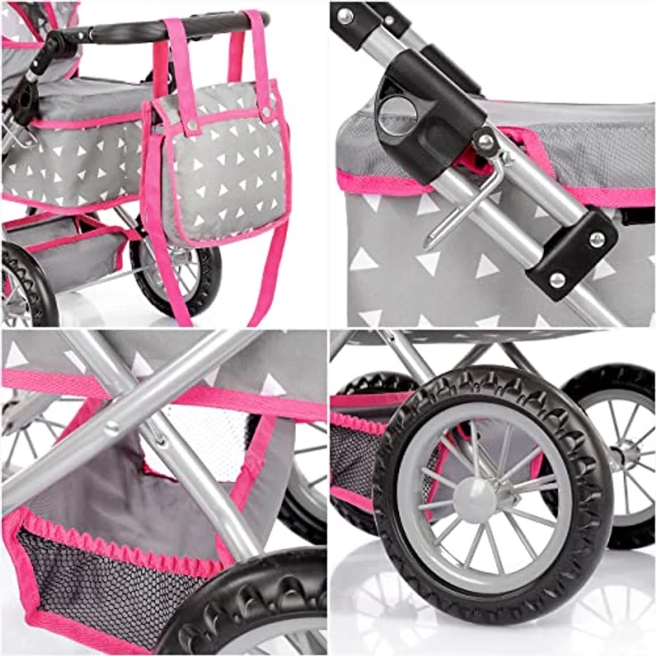Kinderplay Puppenwagen ab 2 Jahre, Puppenbuggy ab 2 Jahre - Leichte und Stabile Konstruktion, Höhenverstellbar von 33 bis 63 cm, Spielzeug ab 2 Jahre Mädchen, KP0261S – Bild 10