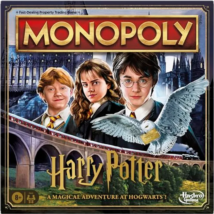 Hasbro Gaming Monopoly Harry-Potter-Edition, Brettspiel für 2-6 Spieler, mit goldenen Spielsteinen und Eulenpostkarten, ab 8 Jahren