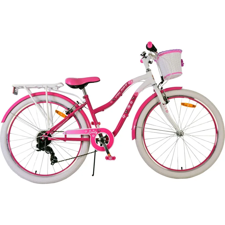 Volare Kinderfahrrad Lovely 26 Zoll Rosa, Mädchen Fahrrad mit 7 Gängen, Reflektoren und Klingel