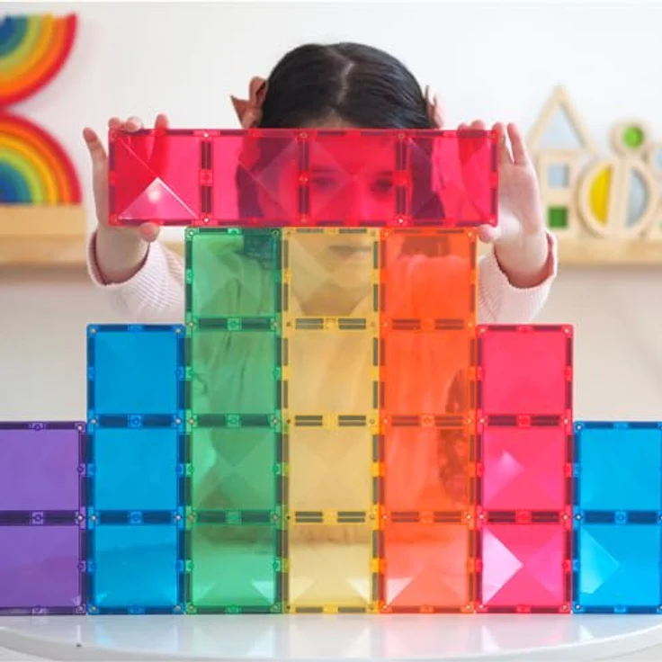 Connetix Magnetspielbausteine Rainbow Rectangle Pack verstärkte Magnete pädagogisches Lernspiel (Open Play, 18 Teile), ab 3 Jahren – Bild 5
