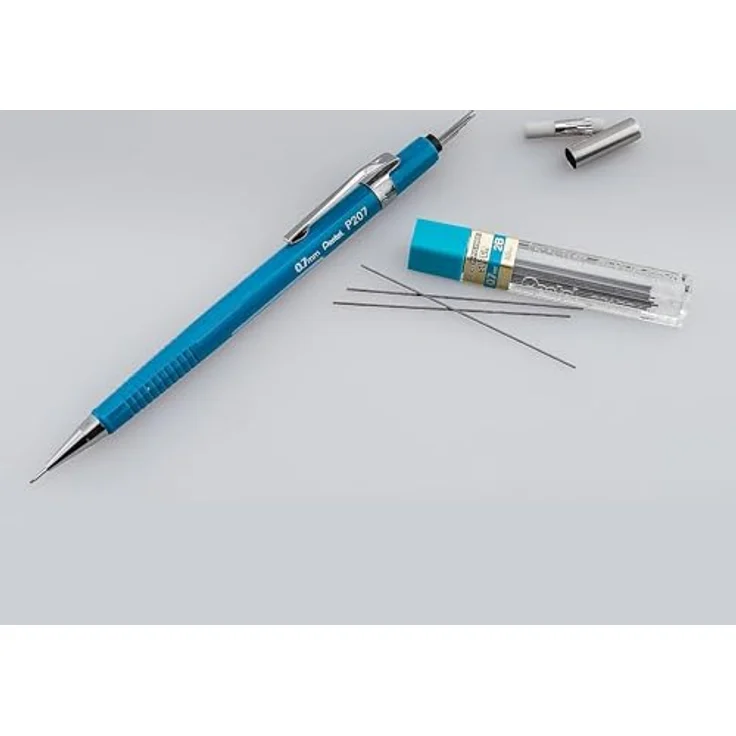 Pentel P207 Druckbleistift blau, HB 0,7 mm, bruchsichere HI-Polymer-Mine, integrierter Radierer – Bild 3
