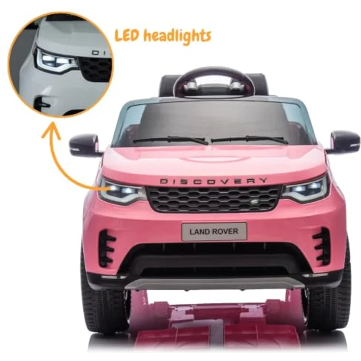 Land Rover Discovery Kinder Elektroauto 12V, mit Fernbedienung, für 1-6 Jahre, rosa, MP3-Player, LED-Scheinwerfer, Sicherheitsgurte – Bild 4