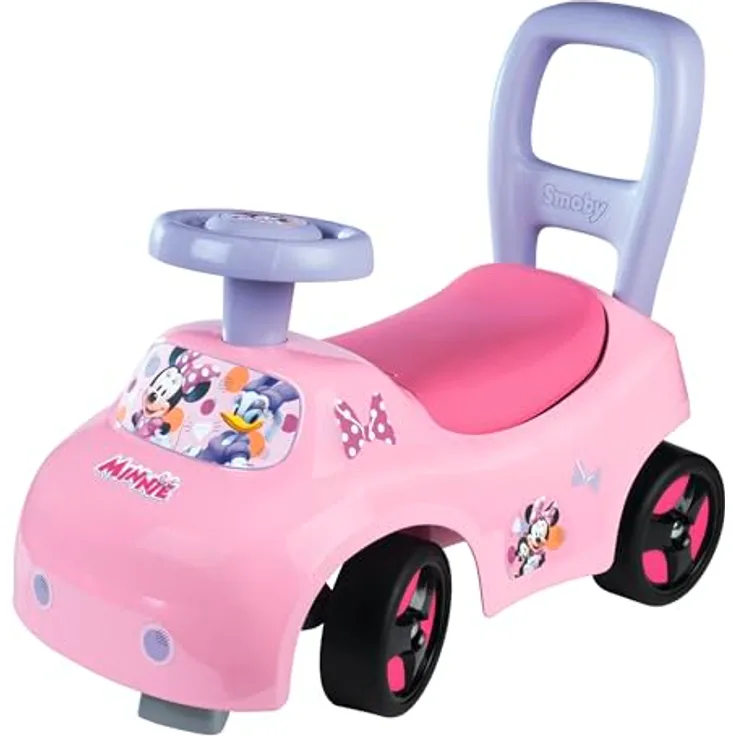 Smoby Minnie Maus Rutscher, wendiges Kinderfahrzeug mit Hupenlenkrad, Rückenstütze, Staufach und Kippschutz, für Kinder ab 10 Monaten