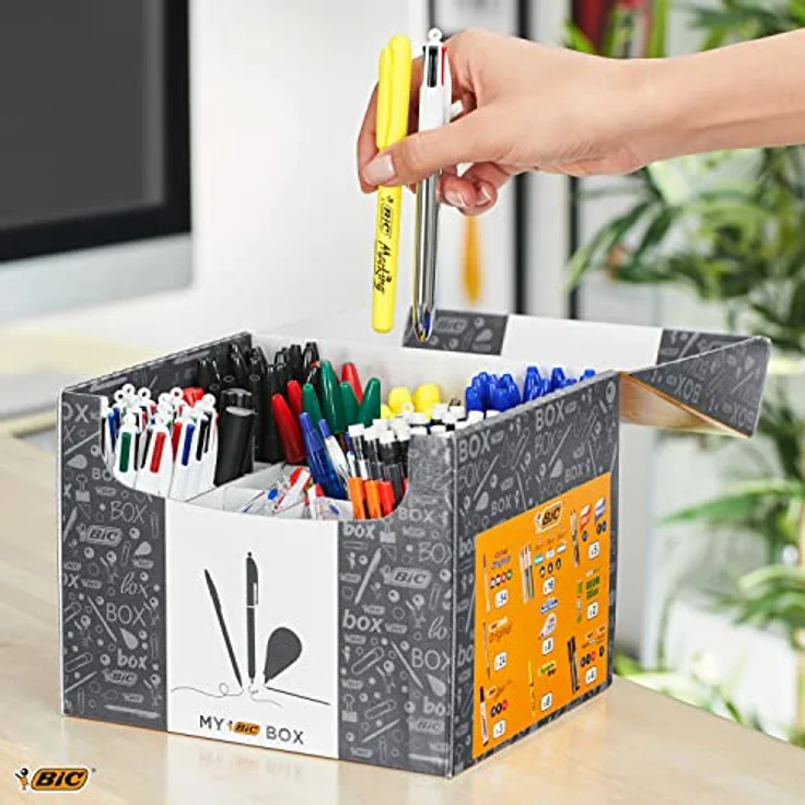 Bic Schreibset MY BOX, farbsortiert mit 75 Kugelschreibern, 8 Textmarkern, 8 Korrekturrollern und praktischer Aufbewahrungsbox – Bild 5