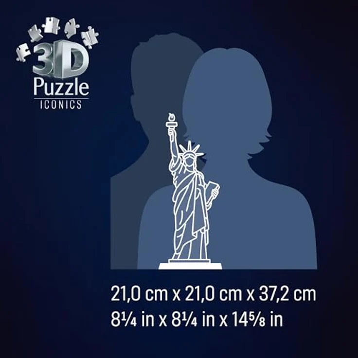 Ravensburger 3D Puzzle Iconics: Freiheitsstatue - mit LED Beleuchtung und 3 Beleuchtungsmodi, 108 Kunststoff-Puzzleteile – Bild 4