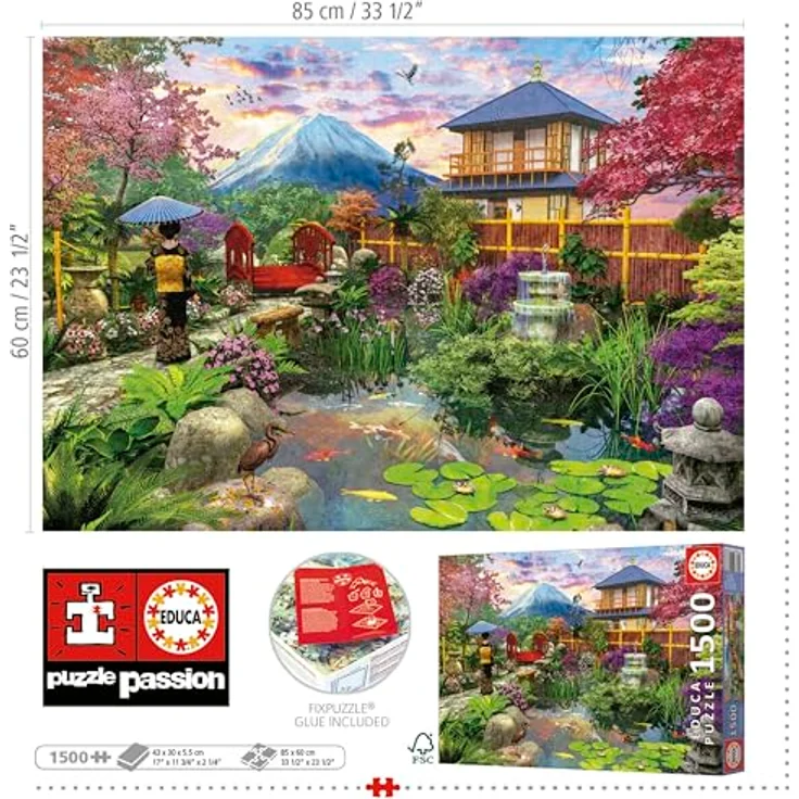 Educa - Puzzle von 1500 Teilen für Erwachsene | Japanischer Garten, 85 x 60 cm, inklusive FixPuzzle Kleber – Bild 3